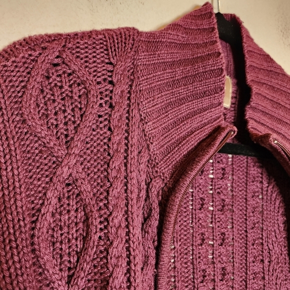 Roots lambswool-blend knit sweater zip cardigan. Pockets. 3/4 sleeve. XS. - Picture 11 of 16